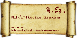 Mihálkovics Szabina névjegykártya